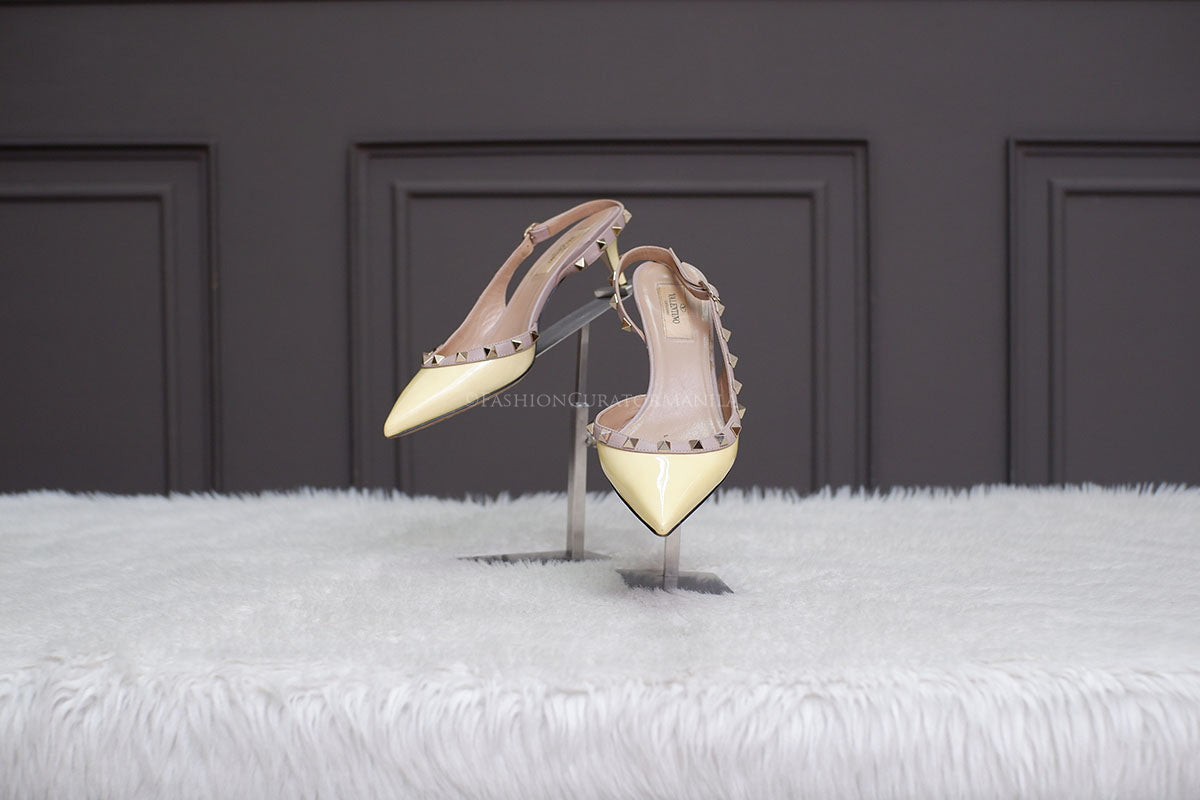 28 PRE-OWNED VALENTINO SLING BACK YELLOW PATENT