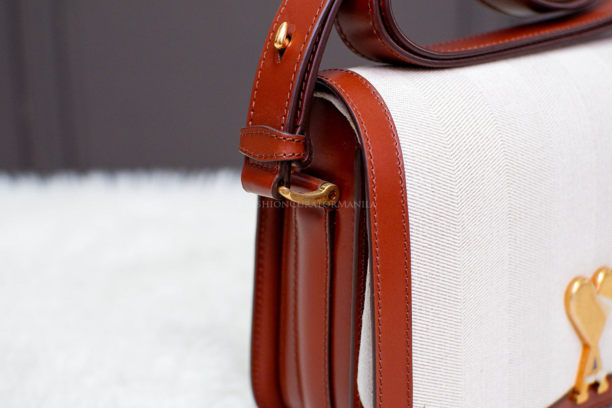 BRAND NEW AMI PARIS LIGHT TAUPE GRAINED LEATHER