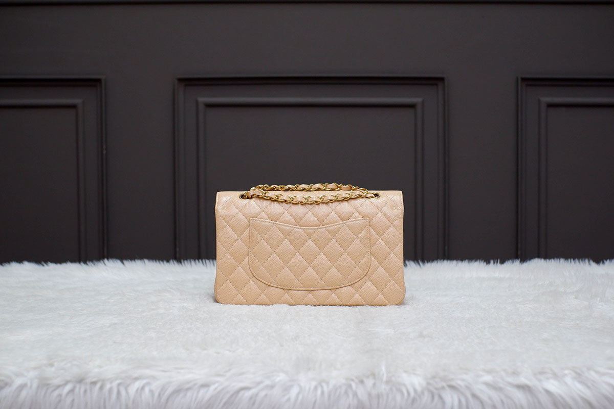 BRAND NEW CHANEL MEDIUM DOUBLE FLAP BEIGE GHW MICROCHIP