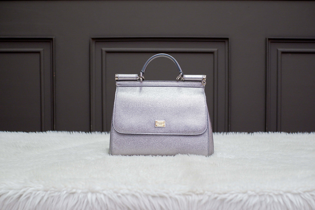 BRAND NEW DOLCE & GABBANA SICILY METALLIC SILVER