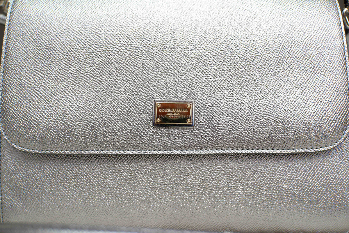 BRAND NEW DOLCE & GABBANA SICILY METALLIC SILVER