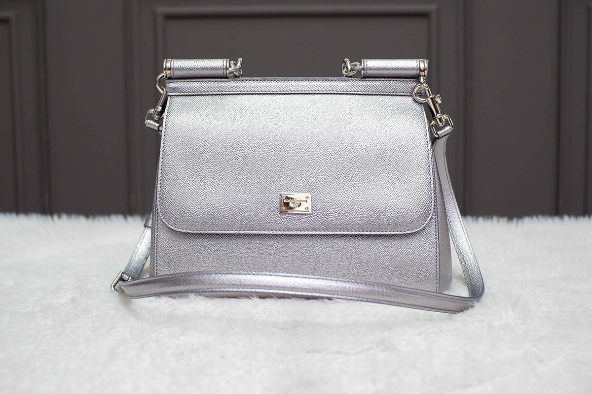 BRAND NEW DOLCE & GABBANA SICILY METALLIC SILVER