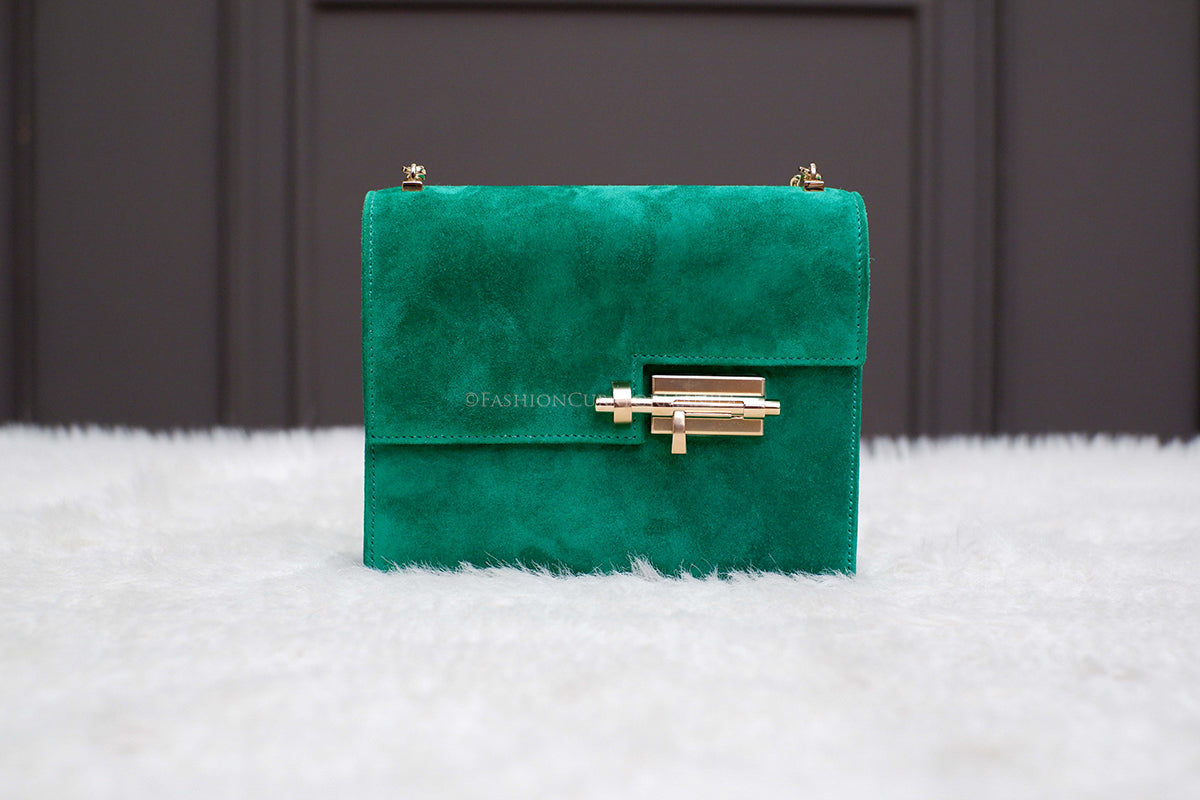 BRAND NEW HERMES VERROU MINI SUEDE GREEN STAMP U