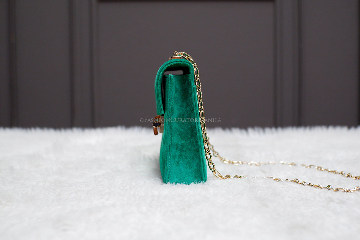 BRAND NEW HERMES VERROU MINI SUEDE GREEN STAMP U