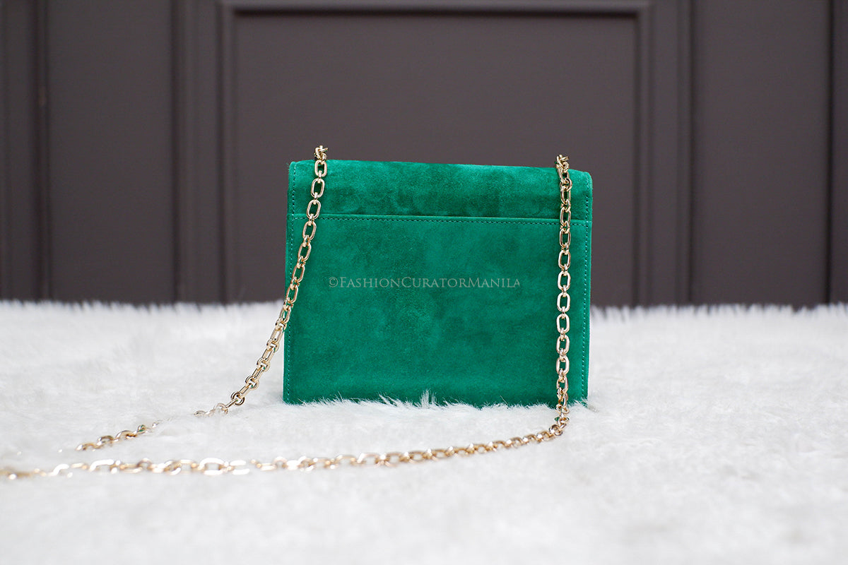 BRAND NEW HERMES VERROU MINI SUEDE GREEN STAMP U