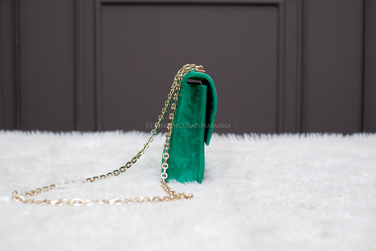 BRAND NEW HERMES VERROU MINI SUEDE GREEN STAMP U
