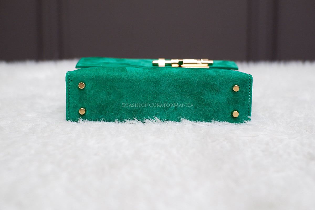 BRAND NEW HERMES VERROU MINI SUEDE GREEN STAMP U