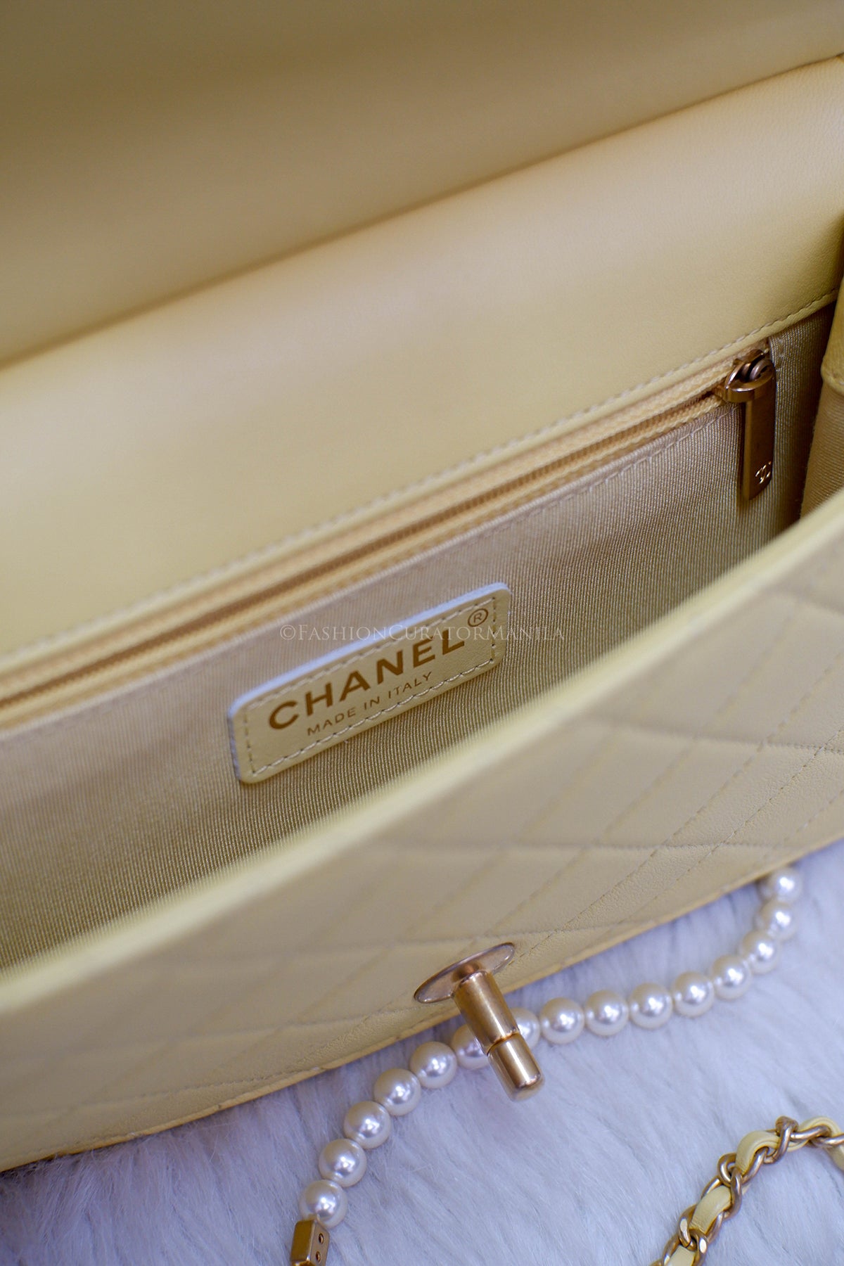 LIKE NEW CHANEL LIMITED EDITION SMALL FLAP PEARL YELLOW SERIES 27