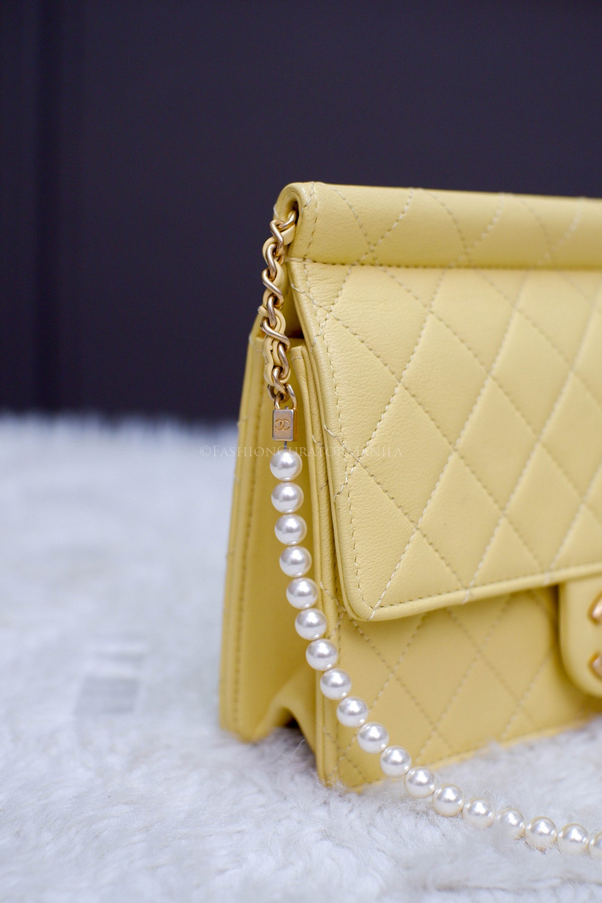 LIKE NEW CHANEL LIMITED EDITION SMALL FLAP PEARL YELLOW SERIES 27