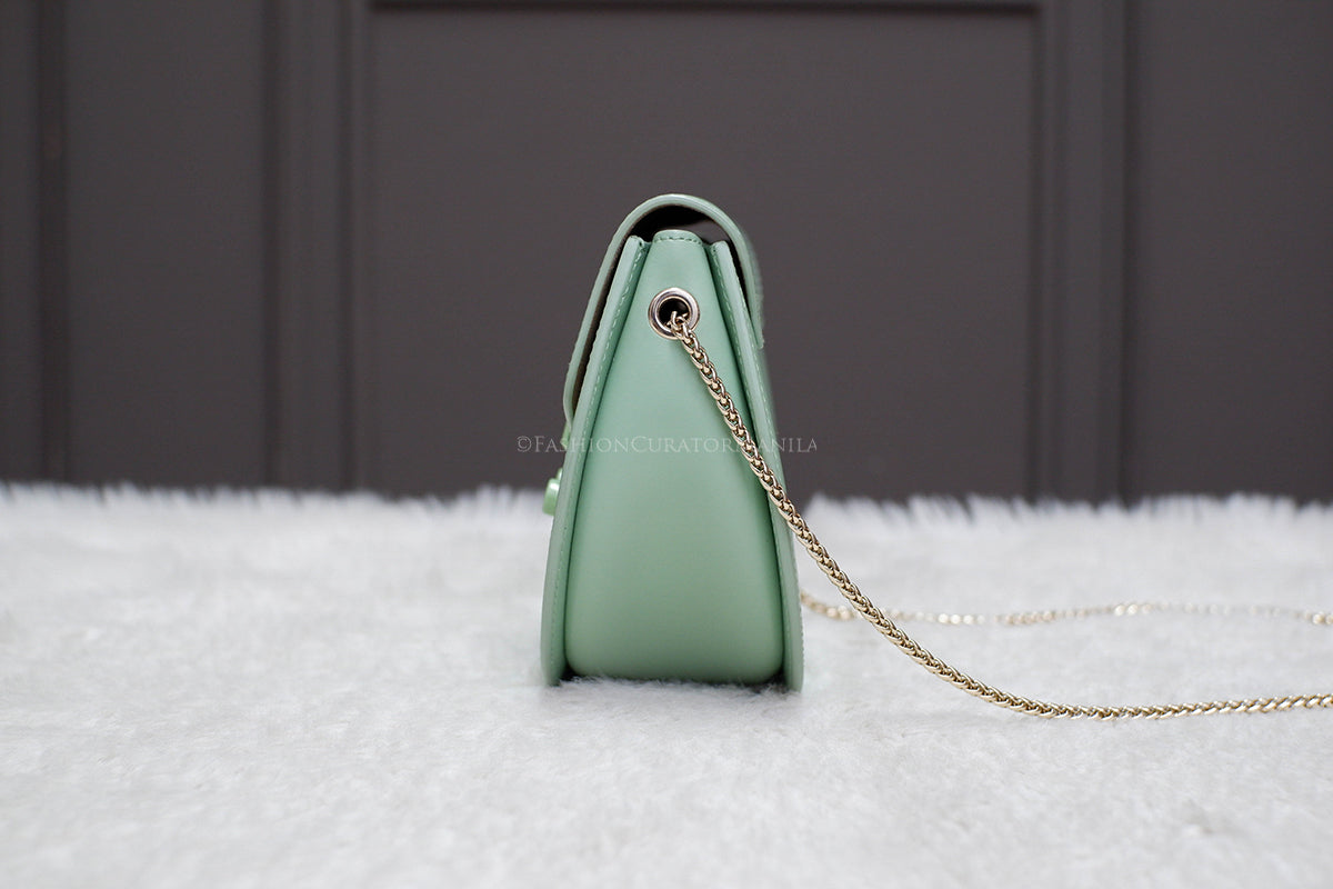 LIKE NEW FURLA METROPOLIS ROUND CROSSBODY GREEN