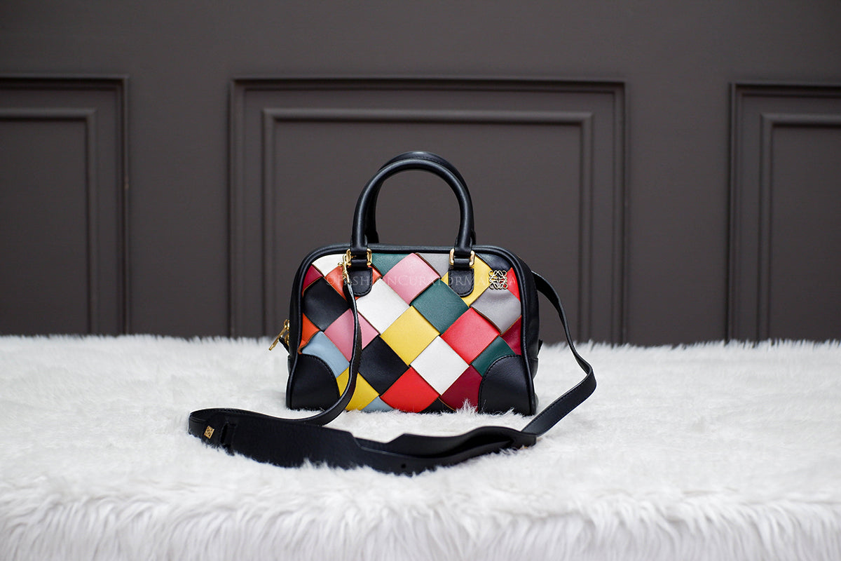 PRE-OWNED LOEWE SMALL AMAZON TOP HANDLE SLING MULTICOLOR
