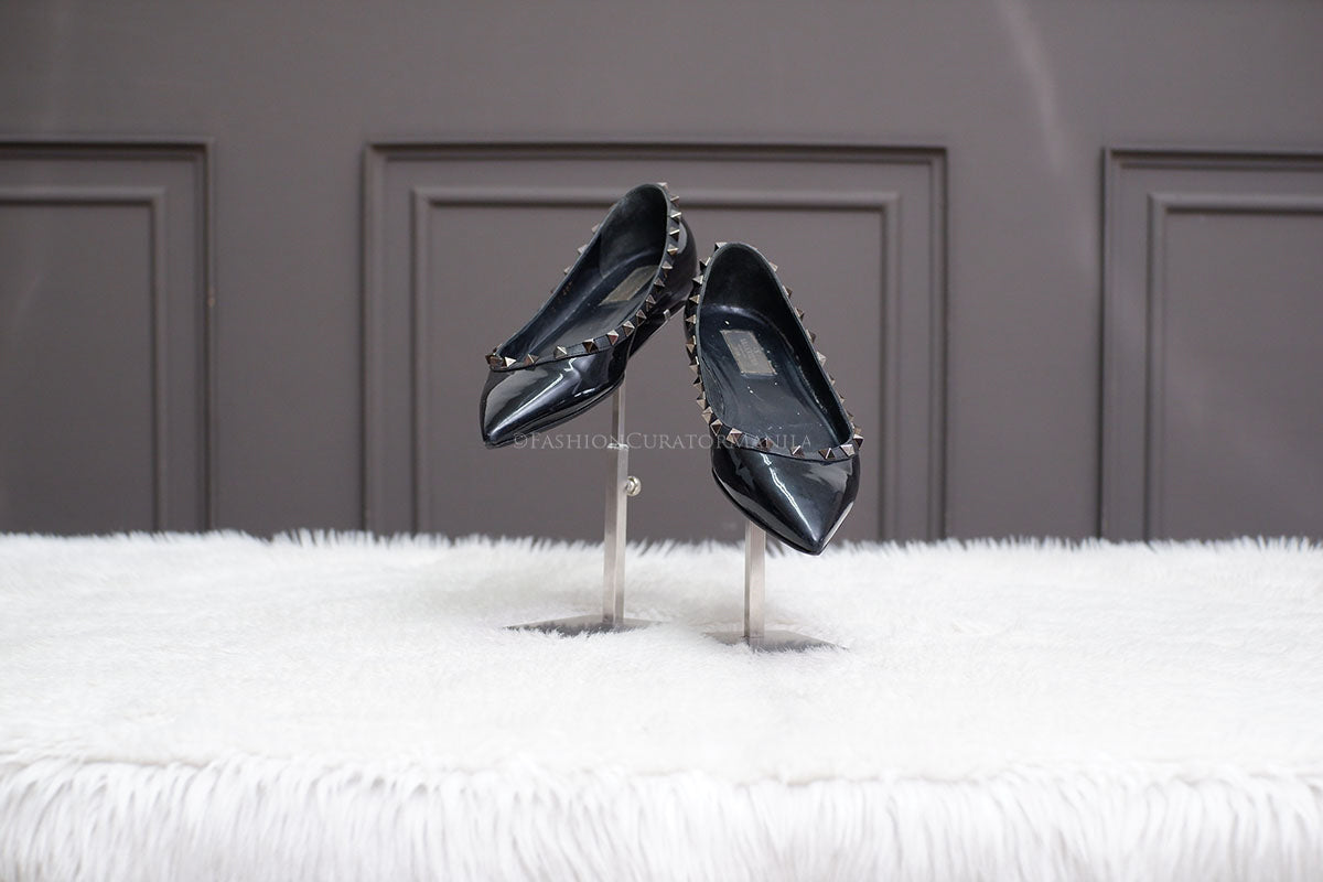 PRE-OWNED VALENTINO BALLERINA PATENT BLACK