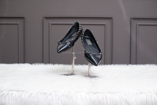 PRE-OWNED VALENTINO BALLERINA PATENT BLACK