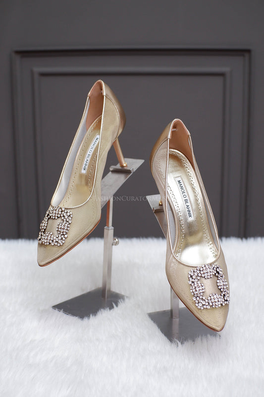 BRAND NEW MANOLO BLAHNIK HANGISI GOLD