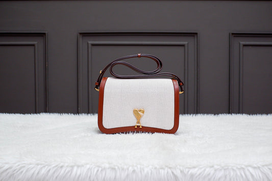 BRAND NEW AMI PARIS LIGHT TAUPE GRAINED LEATHER