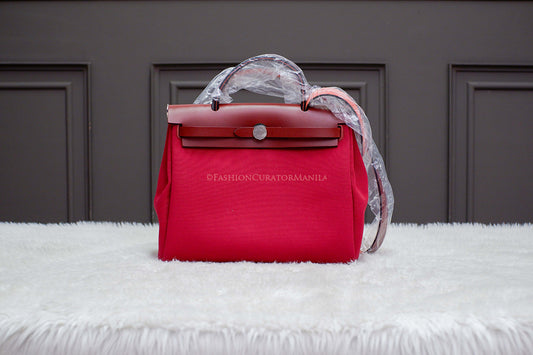 BRAND NEW HERMES HERBAG 31 STAMP U ROUGE PIMENT