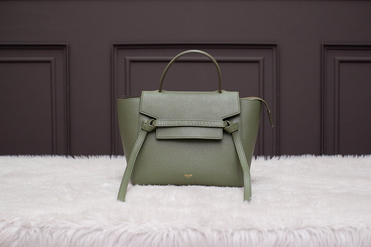 PRE-OWNED CELINE MICRO BELT BAG ARMY GREEN