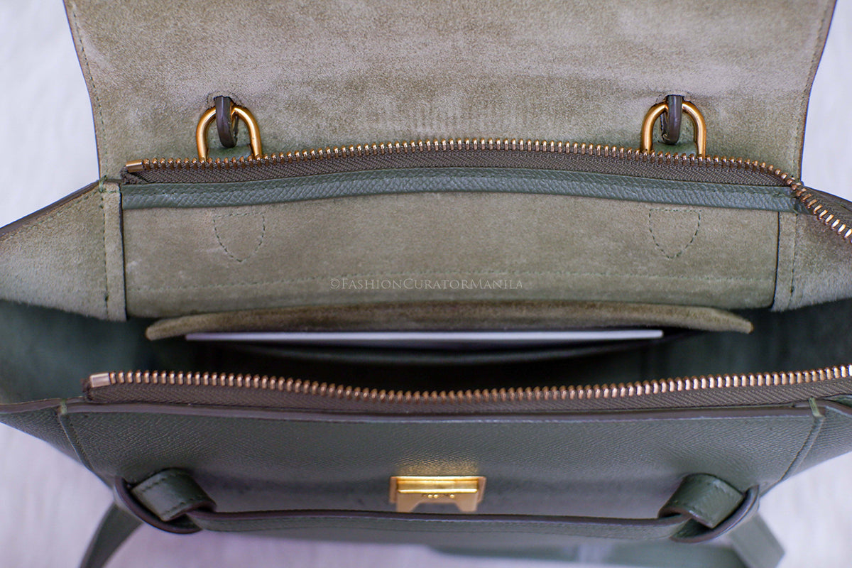 PRE-OWNED CELINE MICRO BELT BAG ARMY GREEN