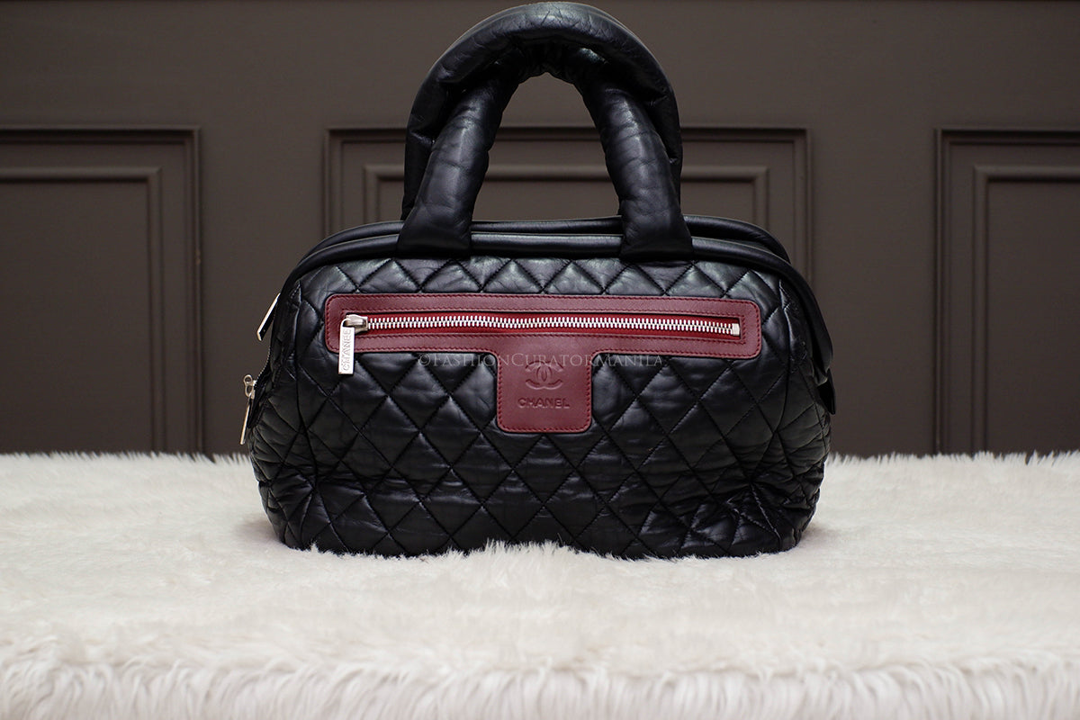 PRE-OWNED CHANEL COCOON MEDIUM SOFT TOTE BLACK SERIES 13