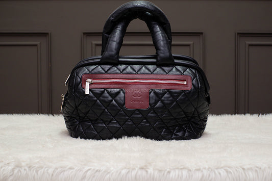 PRE-OWNED CHANEL COCOON MEDIUM SOFT TOTE BLACK SERIES 13