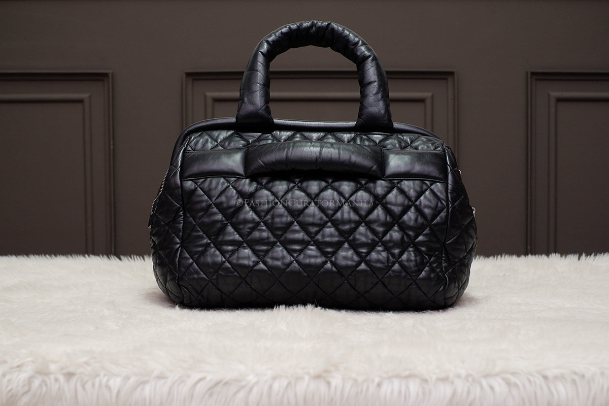 PRE-OWNED CHANEL COCOON MEDIUM SOFT TOTE BLACK SERIES 13