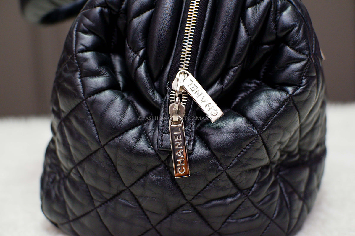 PRE-OWNED CHANEL COCOON MEDIUM SOFT TOTE BLACK SERIES 13