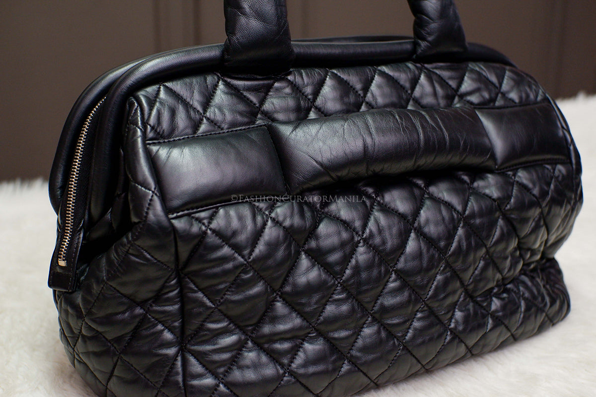 PRE-OWNED CHANEL COCOON MEDIUM SOFT TOTE BLACK SERIES 13