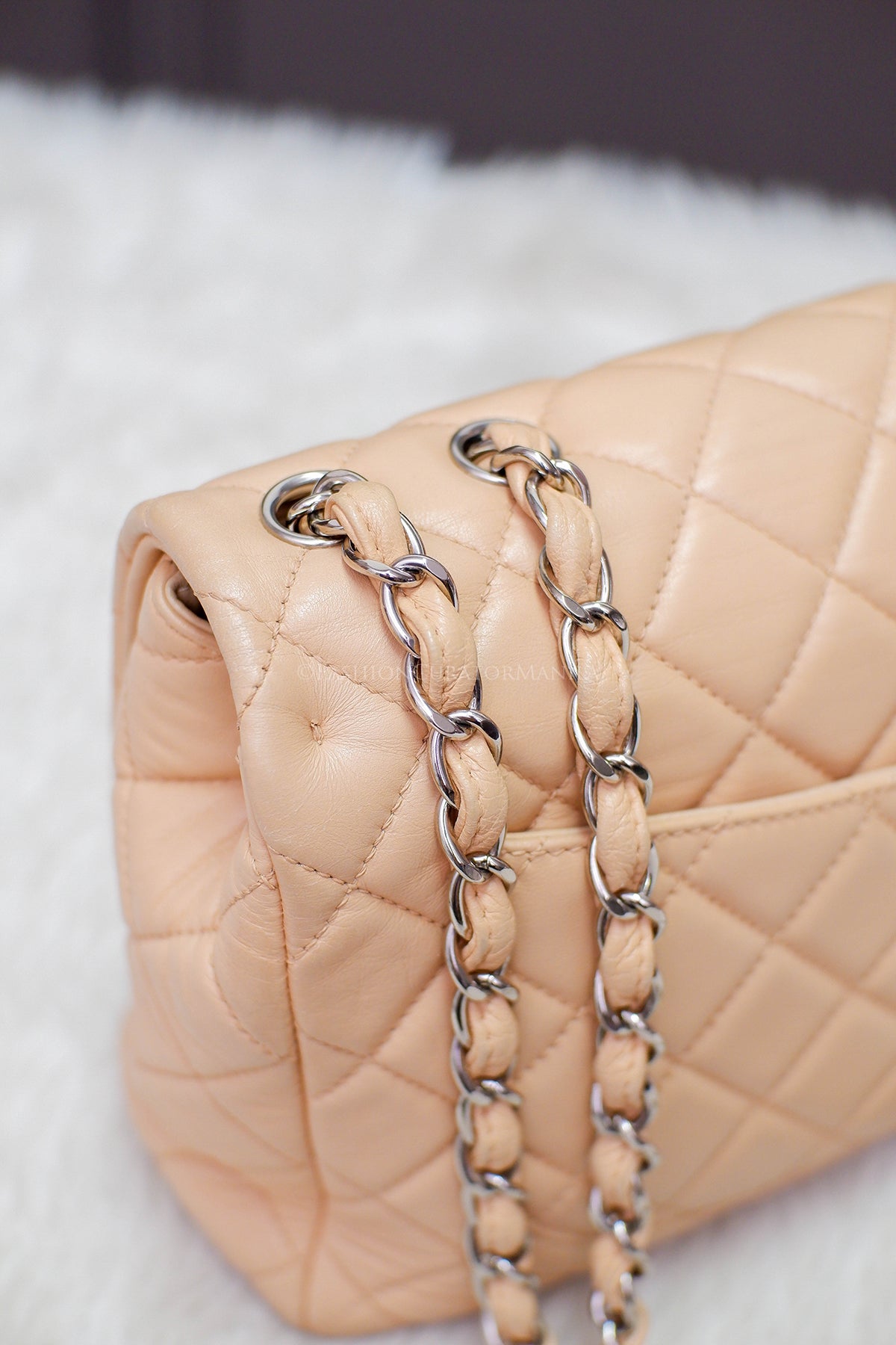 PRE-OWNED CHANEL JUMBO SINGLE FLAP BEIGE SERIES 12