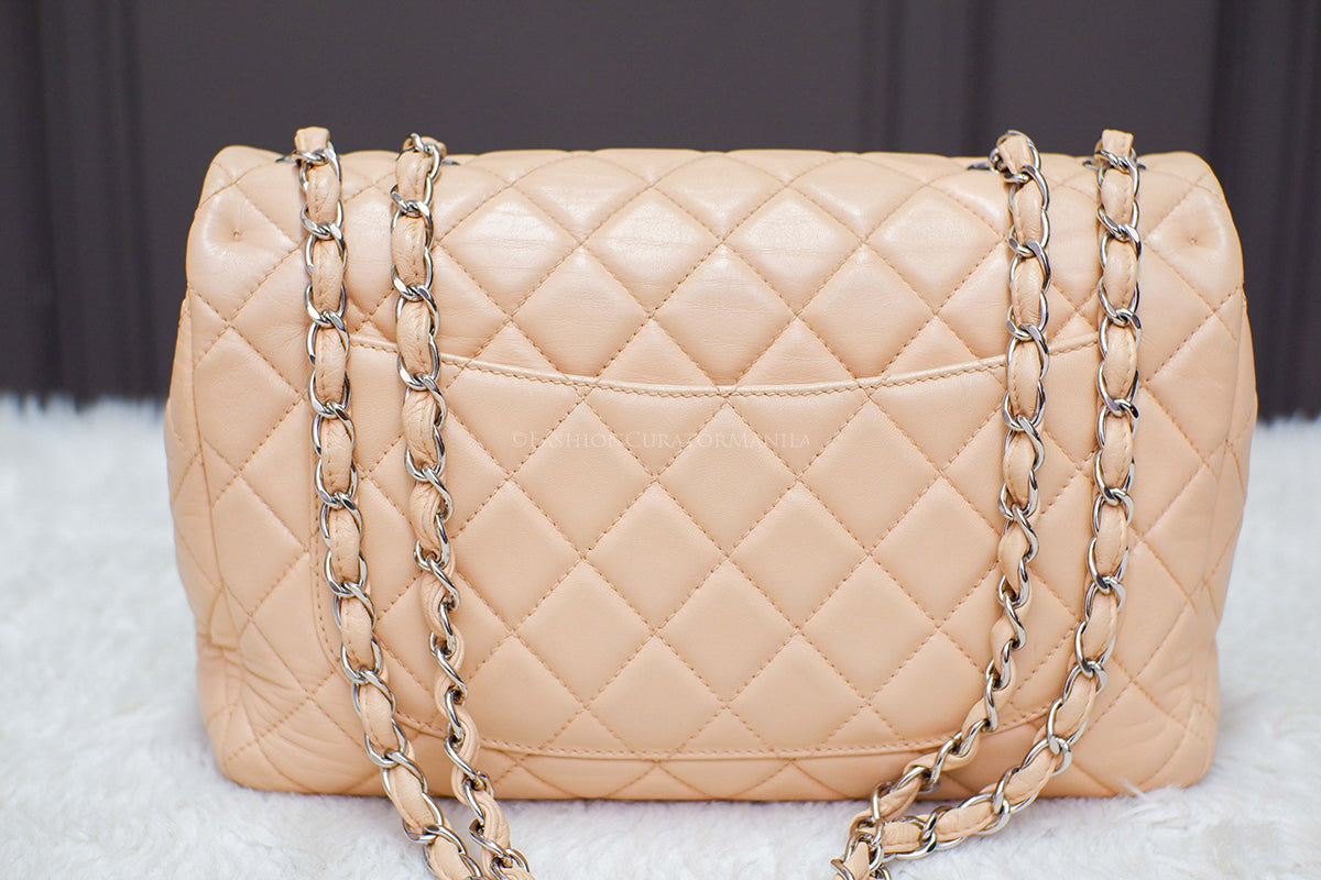 PRE-OWNED CHANEL JUMBO SINGLE FLAP BEIGE SERIES 12