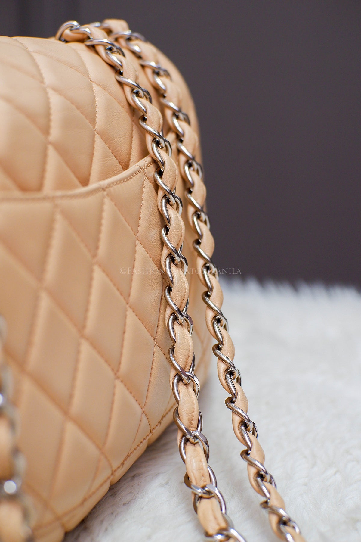 PRE-OWNED CHANEL JUMBO SINGLE FLAP BEIGE SERIES 12