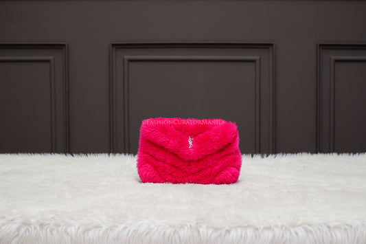 PRE-OWNED YSL PUFFER FUCHSIA SHERLING POUCH
