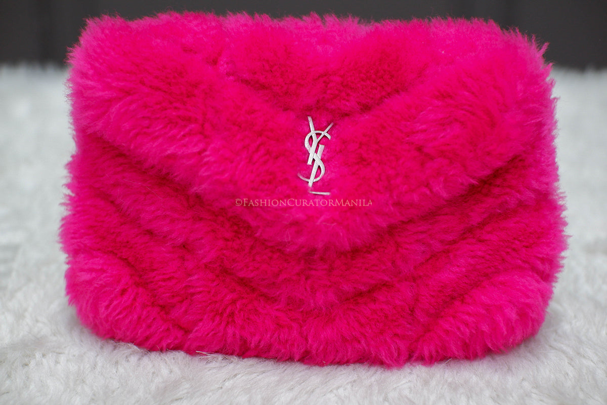 PRE-OWNED YSL PUFFER FUCHSIA SHERLING POUCH